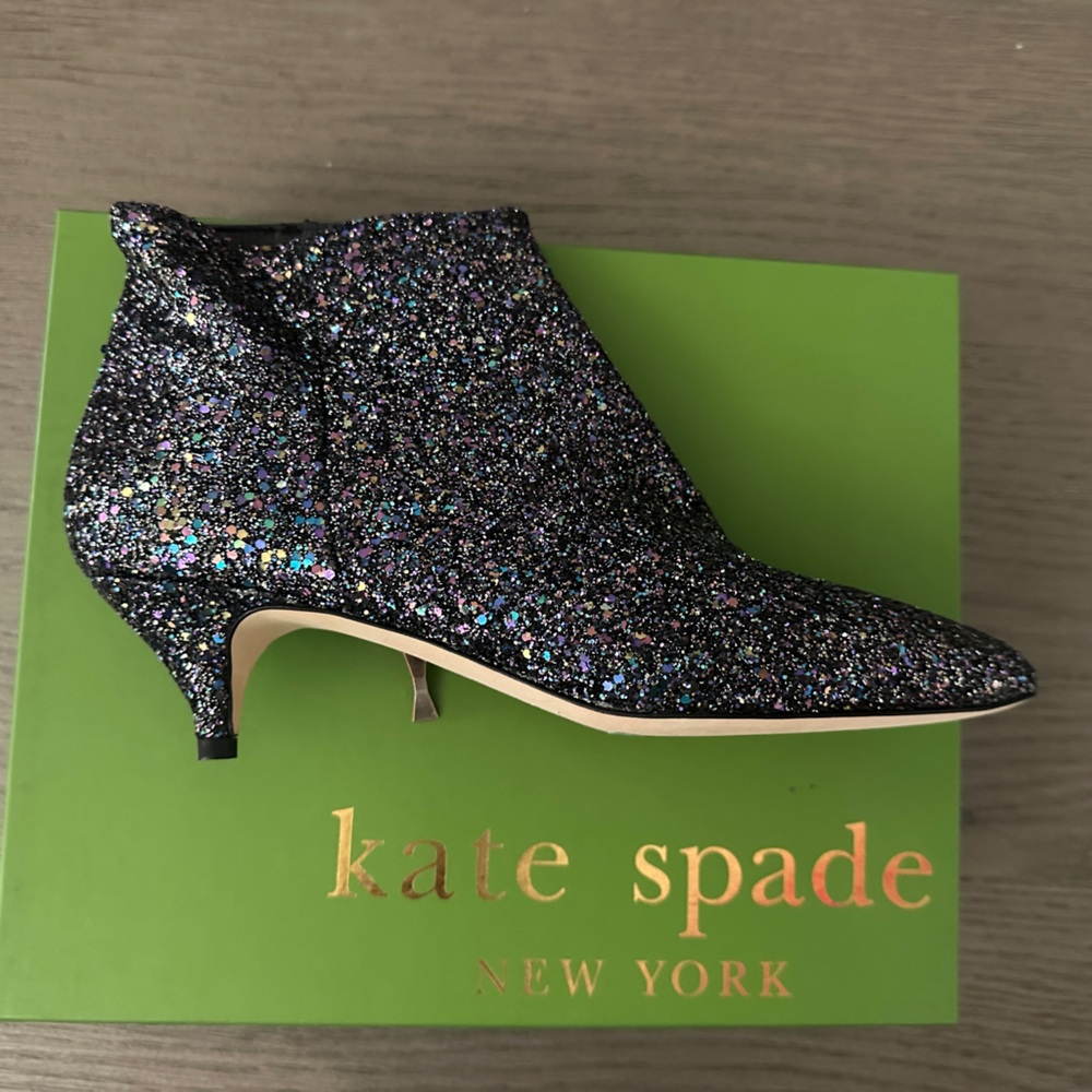 Kate Spade Sparkling Black Ankle Booties
